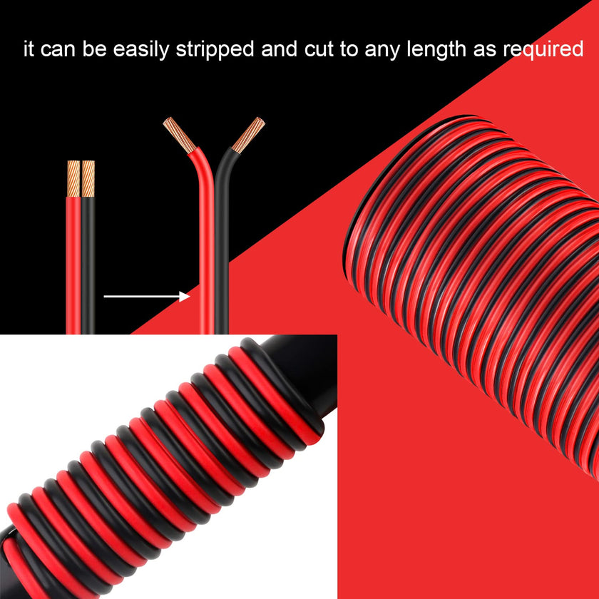 VIABRICO 14AWG 100FT Electrical Wire Cable 2 Conductors Red Black Cable Hookup LED Lighting Strips Flexible Wire Extension Cord 14 Gauge Copper Clad Aluminum Copper Wire 12V/24V DC Cable 🍁 All In One Marketplace Canada