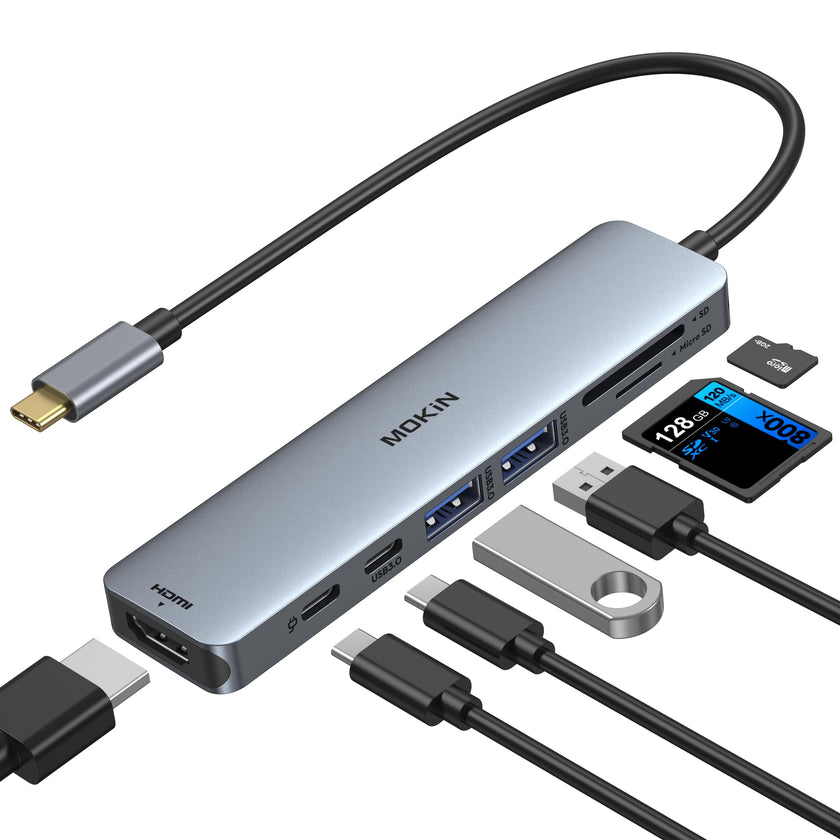 USB C Hub HDMI Adapter for MacBook Pro/Air, MOKiN 7 in 1 USB C Dongle with HDMI, microSD/SD Card Reader, USB C Data Port,100W PD, and 2 USB 3.0 Compatible for MacBook Pro/Air, Dell XPS, Thinkpad. 🍁 All In One Marketplace Canada