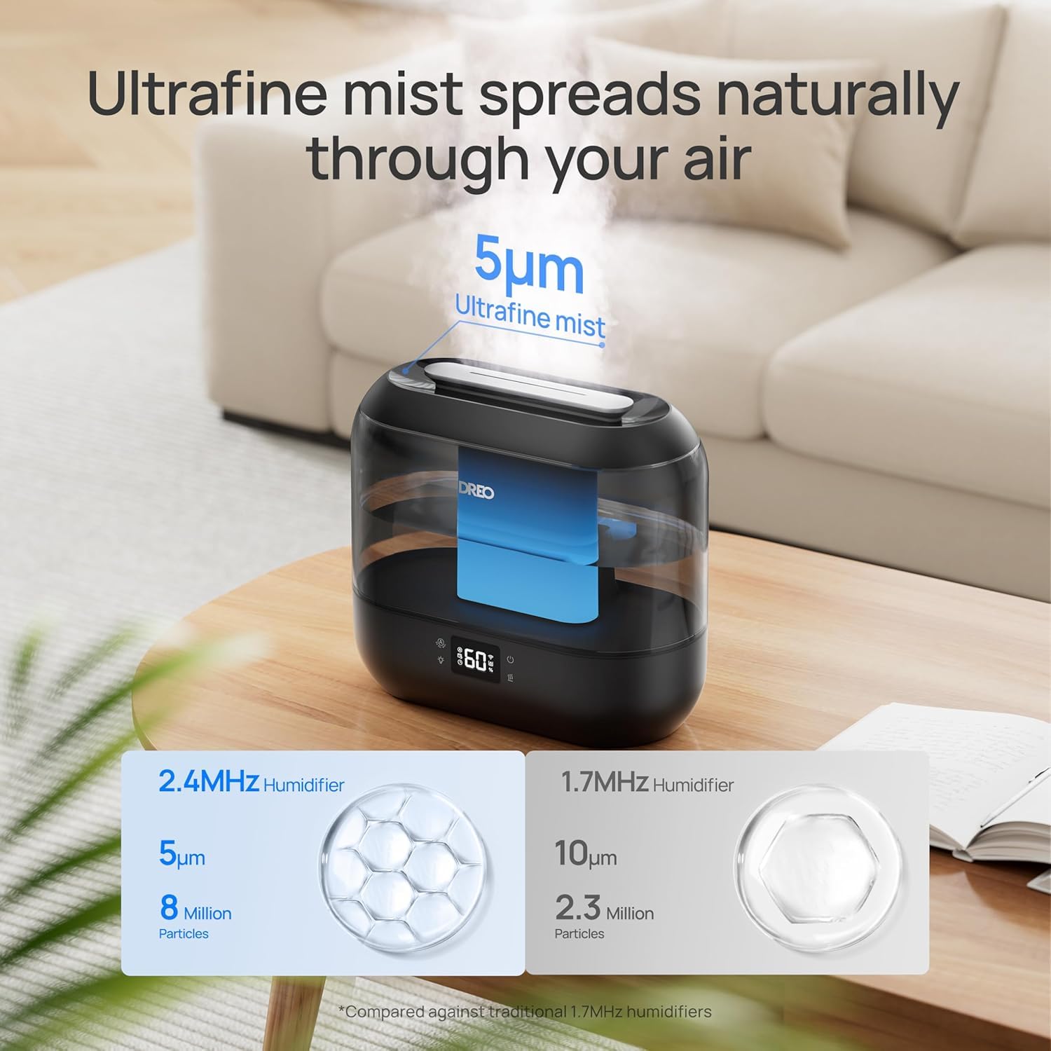 DREO Smart Humidifiers for Bedroom, Top Fill 4L Supersized Cool Mist Humidifier with Nightlight, 36H Runtime, Touch/APP/Voice Control, Quiet Ultrasonic Humidifiers for Large Room, Baby, Plants 🍁 All In One Marketplace Canada