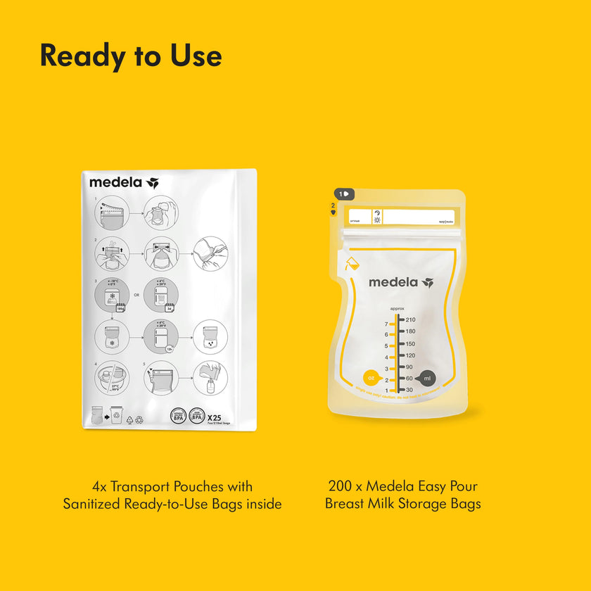 Medela Easy Pour Disposable Breast Milk Storage Bags, 7 oz/210 ml Capacity, Leakproof Design with Milk Protection, Made Without BPA, Pack of 200 🍁 All In One Marketplace Canada