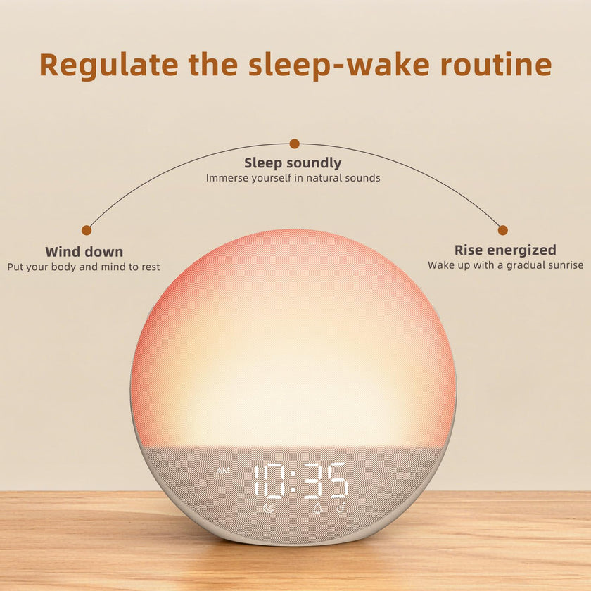 Sunrise Alarm Clock White Noise Machine: Natural Wake Up Light - Dimmable Clock with Bluetooth Speaker for Bedroom - 25 Sleep Sounds for Baby Adults Kids Putty 🍁 All In One Marketplace Canada