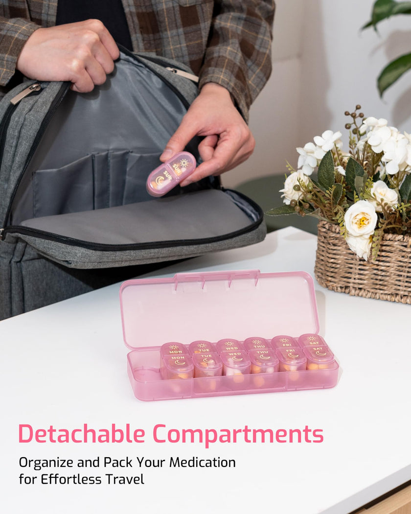 Daviky Weekly Pill Organizer 2 Times a Day, 7-Day AM PM Medicine Case, Travel-Friendly Pill Box for Fish Oils, Vitamins & Supplements 🍁 All In One Marketplace Canada
