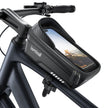 Lamicall Bike Frame Bag Waterproof - [Quick Install & Remove] 1.3L Bike Phone Bag with Sensitive Touch Screen, Bike Phone Holder with Rain Cover, Bicycle Top Tube Bag, Bike Accessories for Phones 4-7