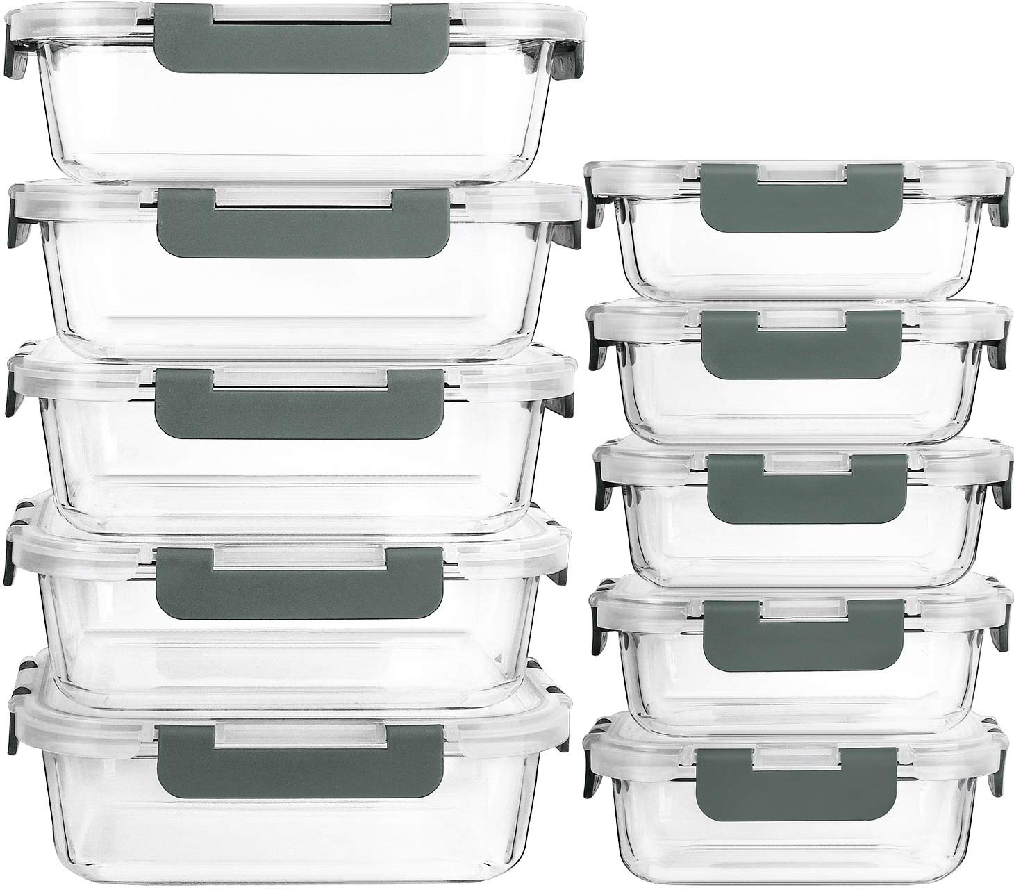 [10-Pack] MCIRCO Glass Meal Prep Containers With Lids, Food Storage With Snap Locking Lids, Airtight Lunch Boxes, Microwave, Oven, Freezer and Dishwasher Safe 🍁 All In One Marketplace Canada