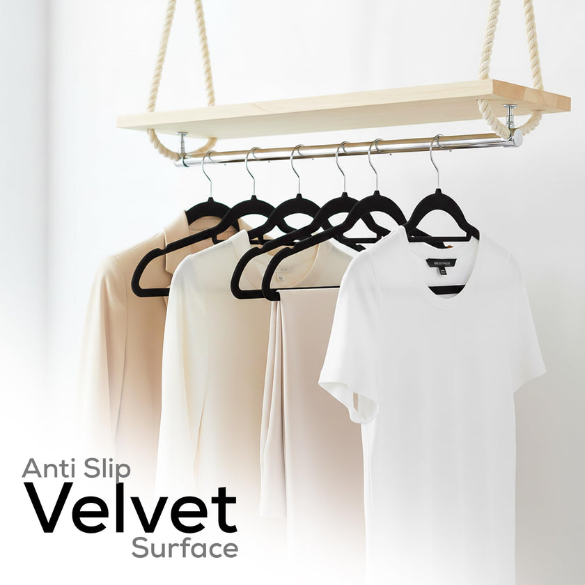 Utopia Home Premium Velvet Hangers 50 Pack - Non-Slip Clothes Hangers with Tie Bar - Black Hangers - Standard Hangers with 360 Degree Rotatable Hook - Heavy Duty Coat Hangers 🍁 All In One Marketplace Canada