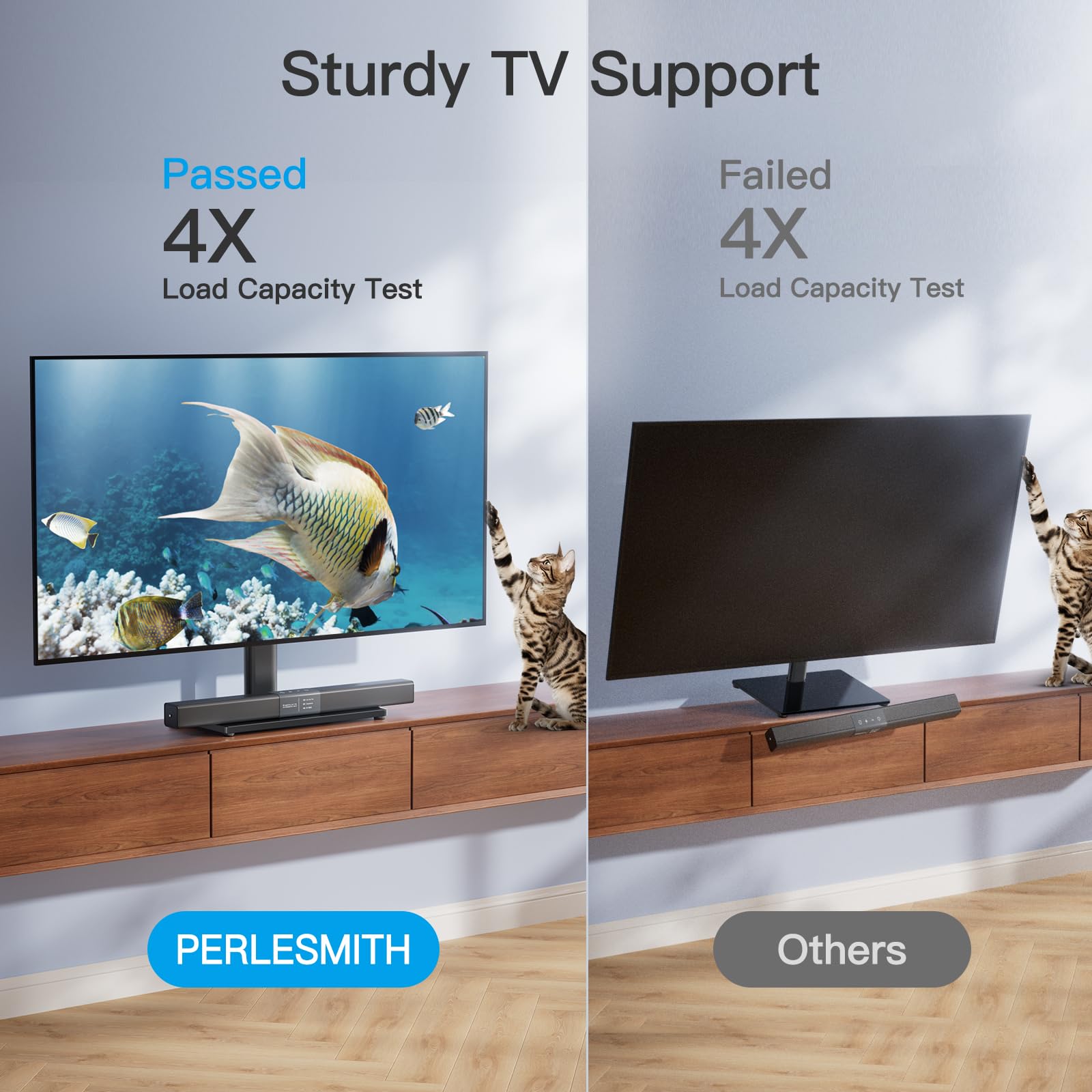PERLESMITH Swivel Universal TV Stand/Base - Table Top TV Stand for 24-60 inch LCD LED TVs - Height Adjustable TV Mount Stand with Tempered Glass Base, VESA 400x400mm, Holds up to 99lbs PSTVS09 🍁 All In One Marketplace Canada