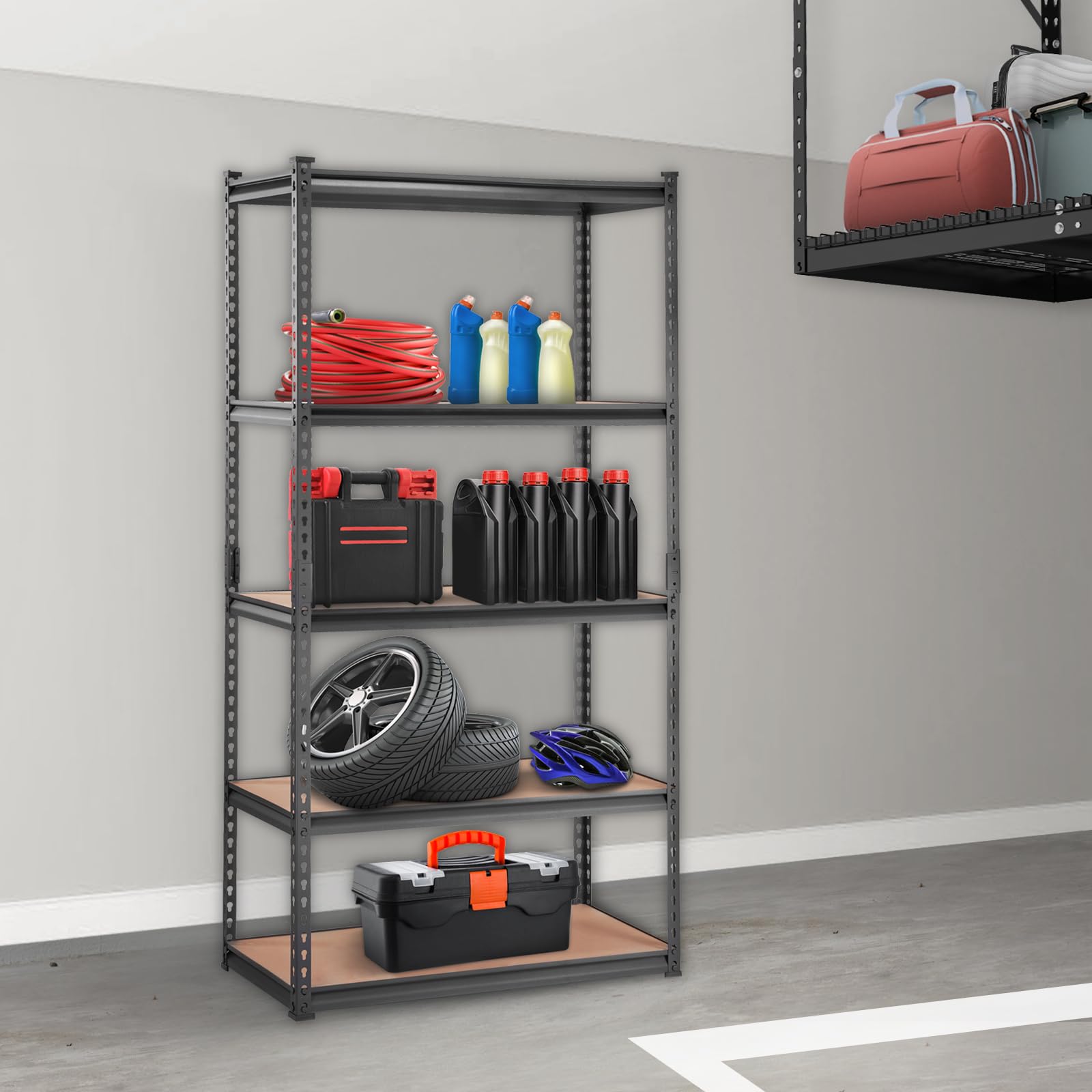 VEVOR Storage Shelving Unit, 5-Tier Adjustable, 2000 lbs Capacity, Heavy Duty Garage Shelves Metal Organizer Utility Rack, Black, 36