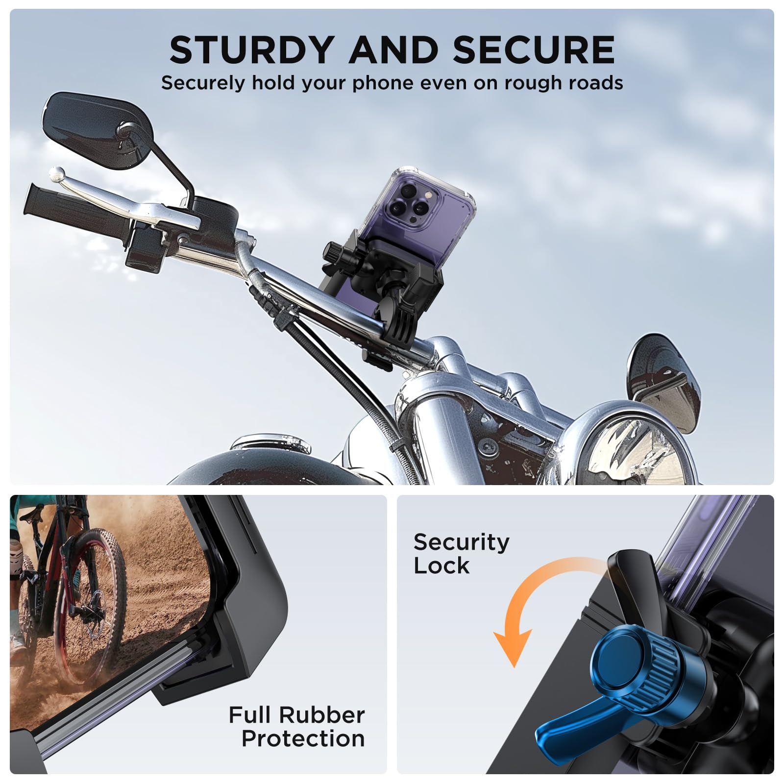 Miracase Bike Motorcycle Phone Holder, [1s Quick Lock] Bicycle Phone Mount Handlebar Cell Phone Clamp for Scooter, Compatible with iPhone Samsung Google 🍁 All In One Marketplace Canada