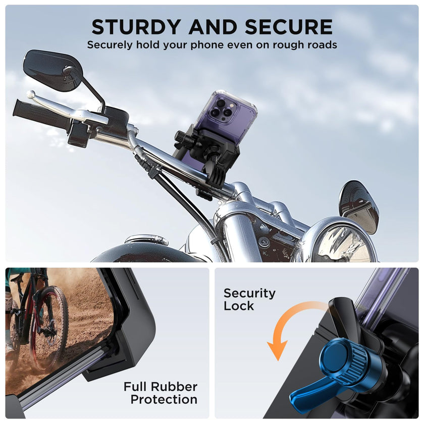 Miracase Bike Motorcycle Phone Holder, [1s Quick Lock] Bicycle Phone Mount Handlebar Cell Phone Clamp for Scooter, Compatible with iPhone Samsung Google 🍁 All In One Marketplace Canada