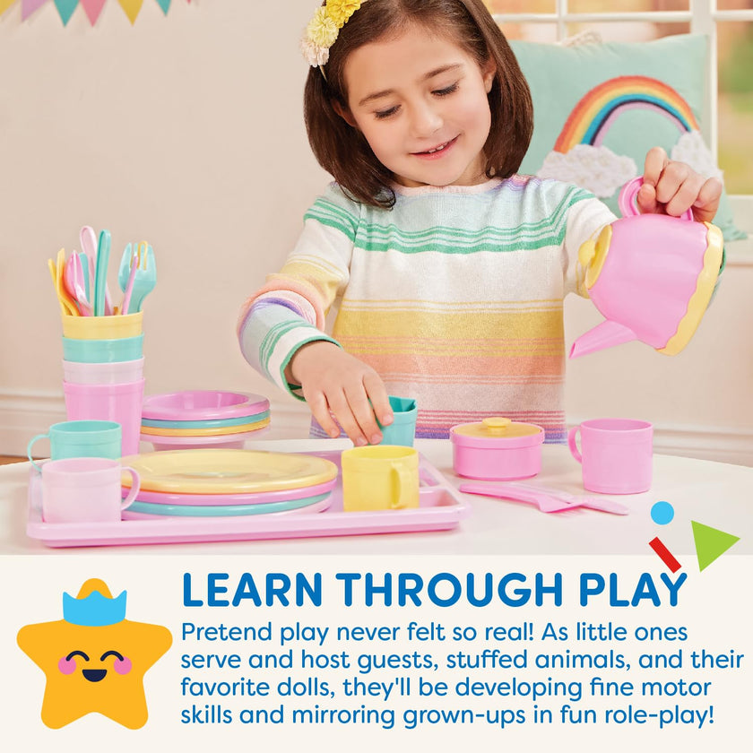 Battat Play Circle Dish Set, Dishes Wishes Dinnerware, 34 Pieces, Playset 🍁 All In One Marketplace Canada