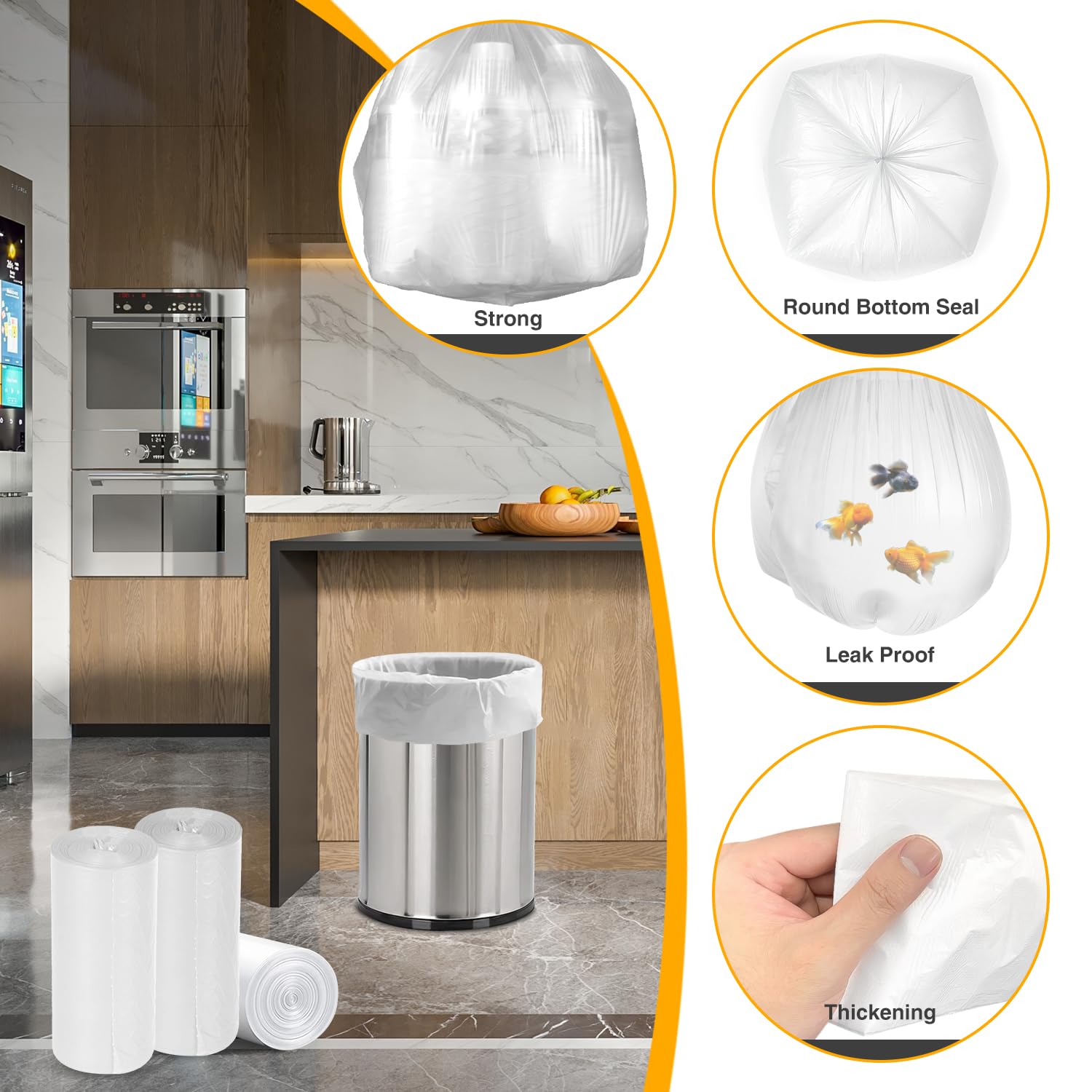 150 Count Garbage Bags 30 Litres/8 Gallon Kitchen Trash Bags Medium Unscented White Garbage Can Liners 🍁 All In One Marketplace Canada