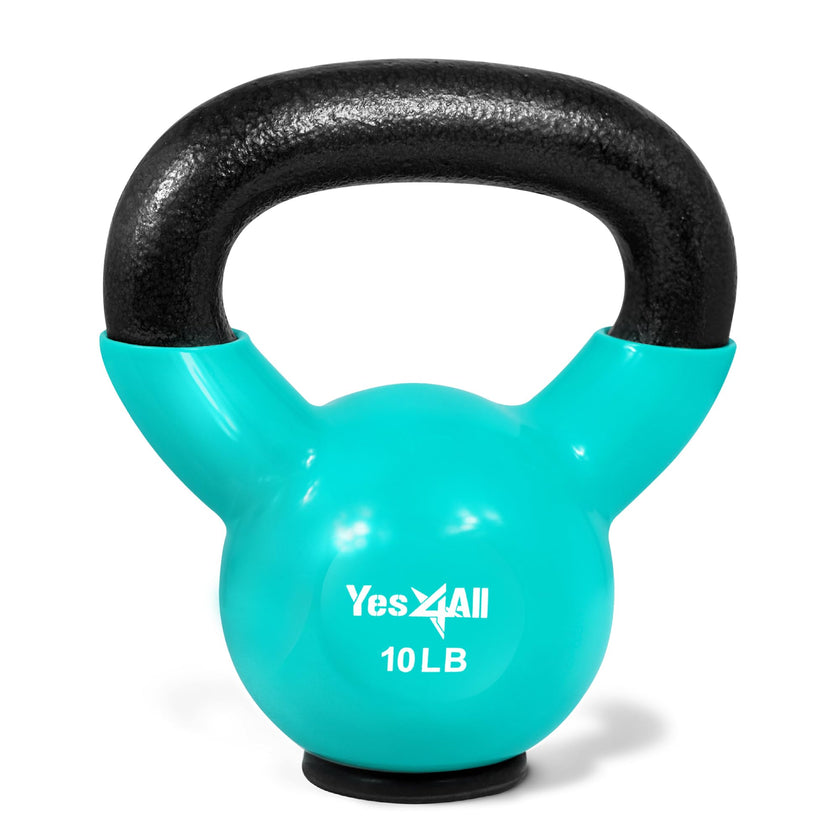 Yes4All Vinyl Coated Kettlebell with Protective Rubber Base, Strength Training Kettlebells for Weightlifting, Conditioning, Strength & Core Training (10 lbs - Mint) 🍁 All In One Marketplace Canada