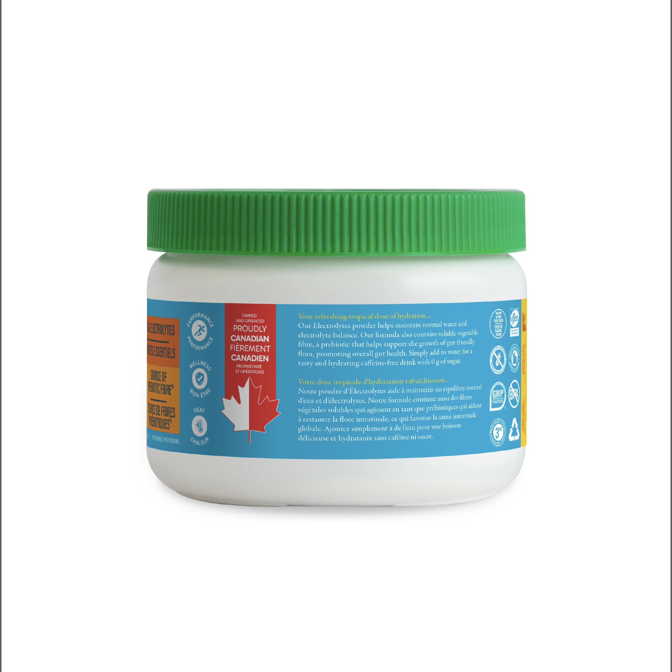 Organika Canadian-Made Electrolytes Powder with Vitamin C & Prebiotic Fibre - Sugar-Free Hydration Drink Mix - Pineapple PassionFruit - 210 g - 60 servings 🍁 All In One Marketplace Canada
