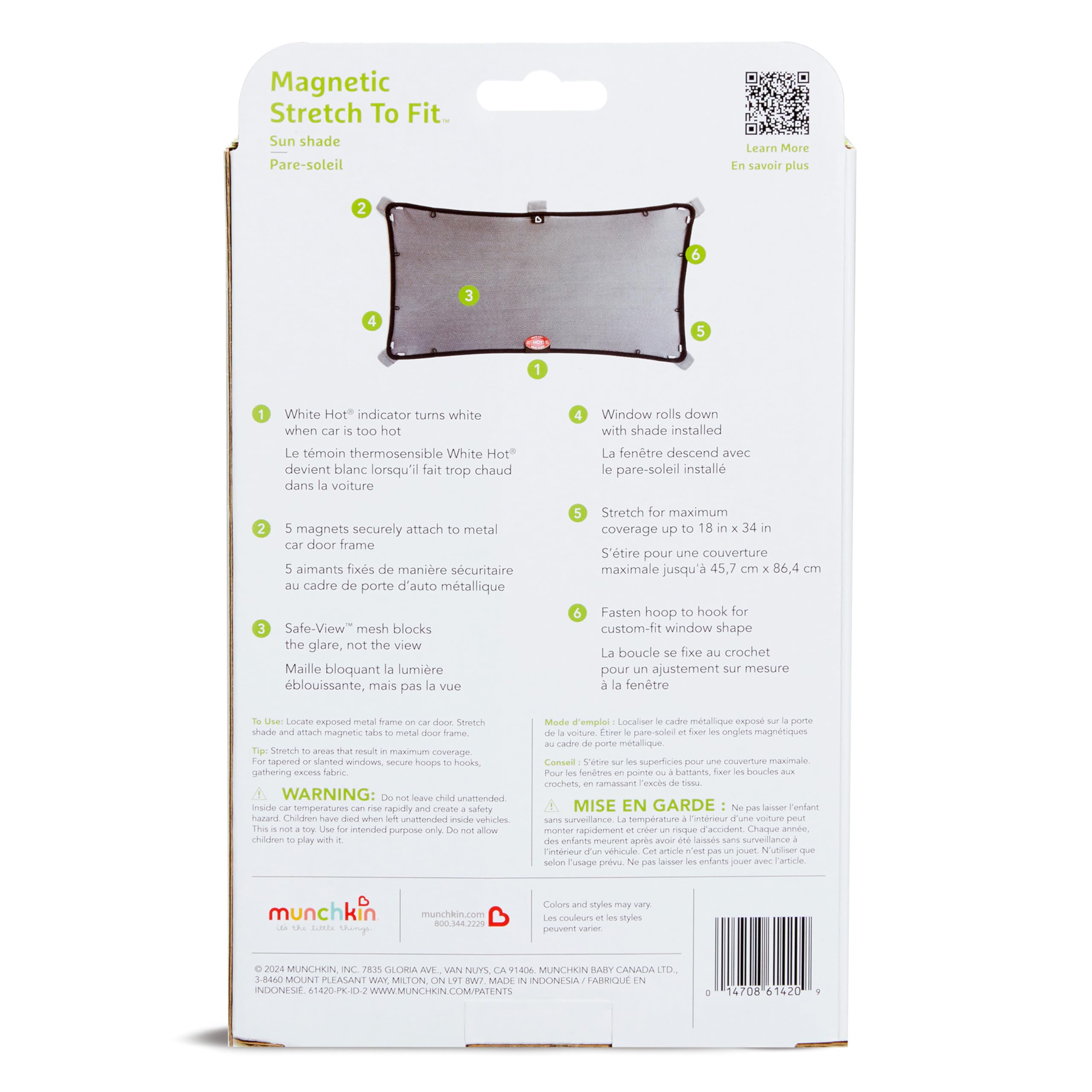 Munchkin Brica Magnetic Stretch to Fit Sun Shade, Black, 1 Pack 🍁 All In One Marketplace Canada