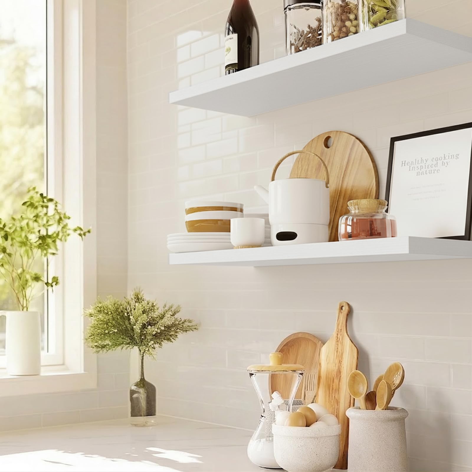 Amada 24 inch L Floating Shelves with Invisible Brackets, Set of 2, White 🍁 All In One Marketplace Canada