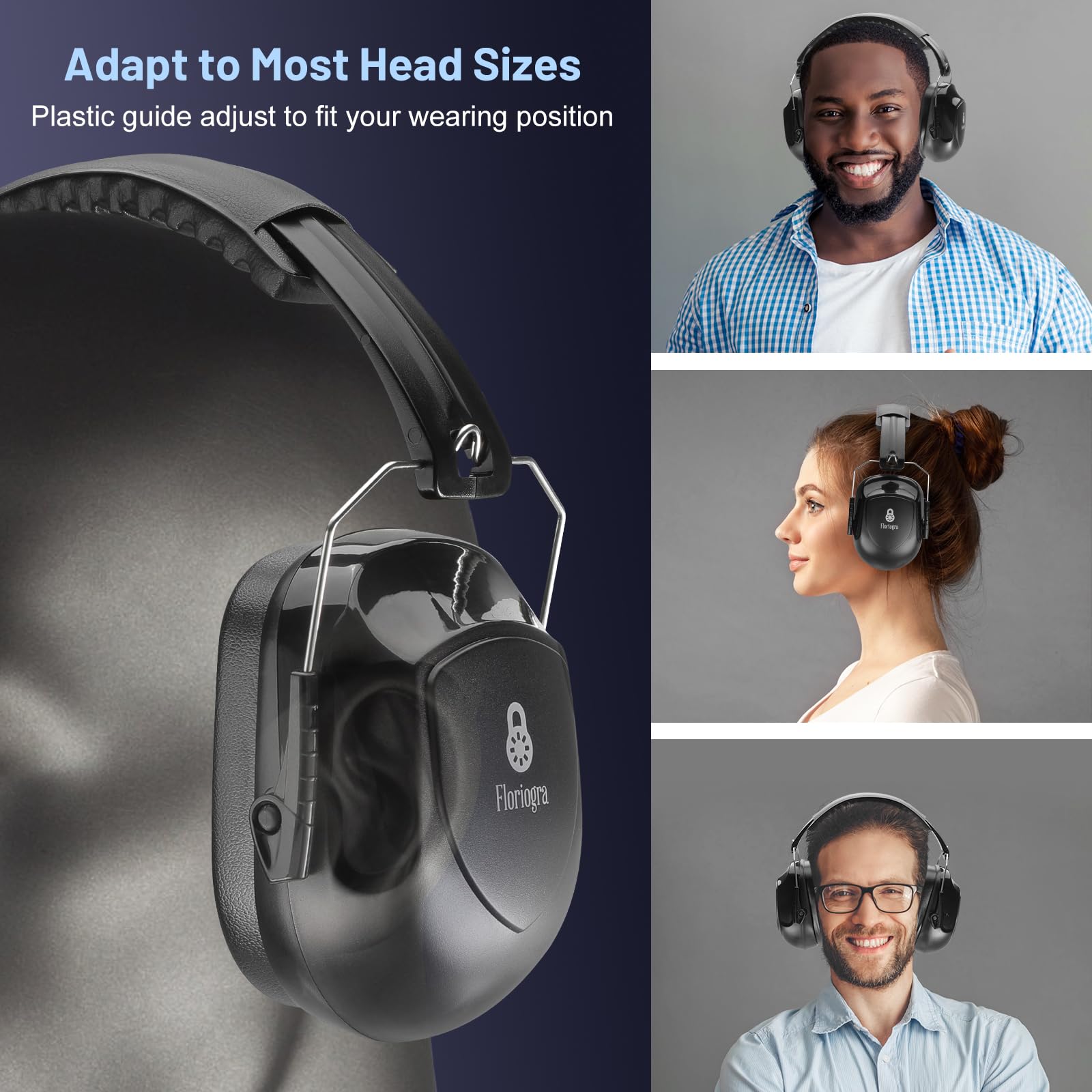 Floriogra 2 Pack Ear Protection Ear Muffs Noise Reduction, SNR 35dB Hearing Protection Earmuffs, Noise Cancelling Ear Muffs, Noise Cancelling Headphones for Autism,for Shooting, Mowing, Hunting 🍁 All In One Marketplace Canada