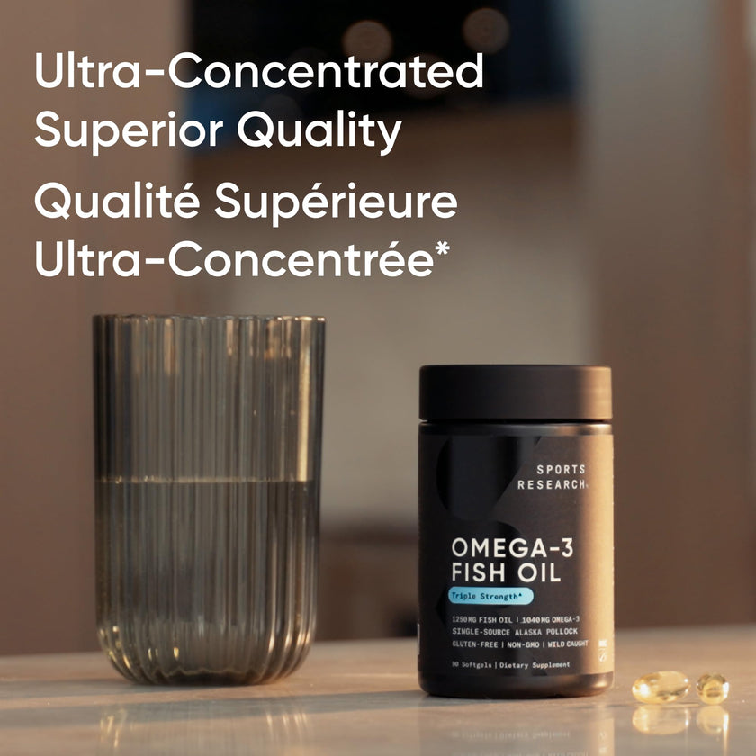 Sports Research® Fish Oil Mini-Softgels - Easy to Swallow Omega-3 Fatty Acids from Wild Caught Alaska Pollock Supporting Brain & Heart Health - 625mg, 120 Capsules 🍁 All In One Marketplace Canada