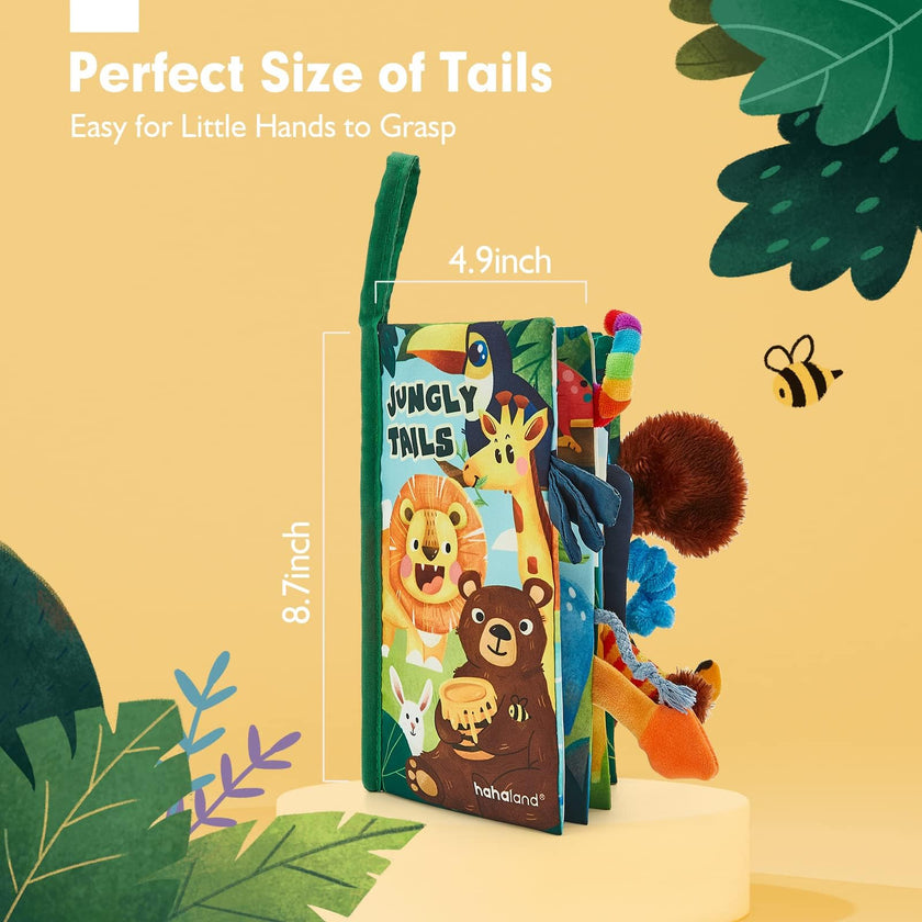 hahaland Baby Book Toy 0 3 6 12 Months - Touch and Feel First Crinkle Cloth Soft Book for Babies 0 Months, Baby Boy Girl Gifts for Newborn Infant - Jungly Tails Theme 🍁 All In One Marketplace Canada