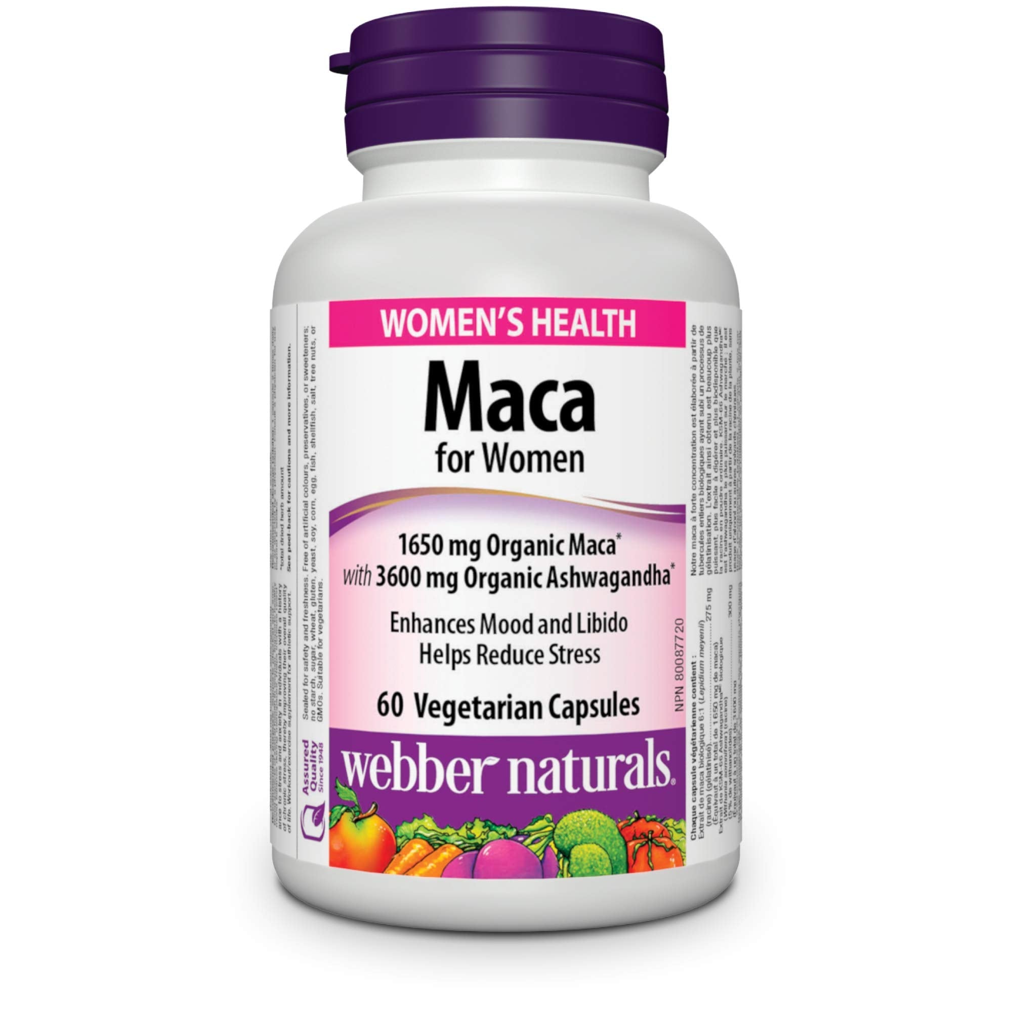 Webber Naturals Maca for Women, 60 Capsules, Contains Organic Maca & KSM-66 Ashwagandha, Women's Health Support, Vegetarian 🍁 All In One Marketplace Canada