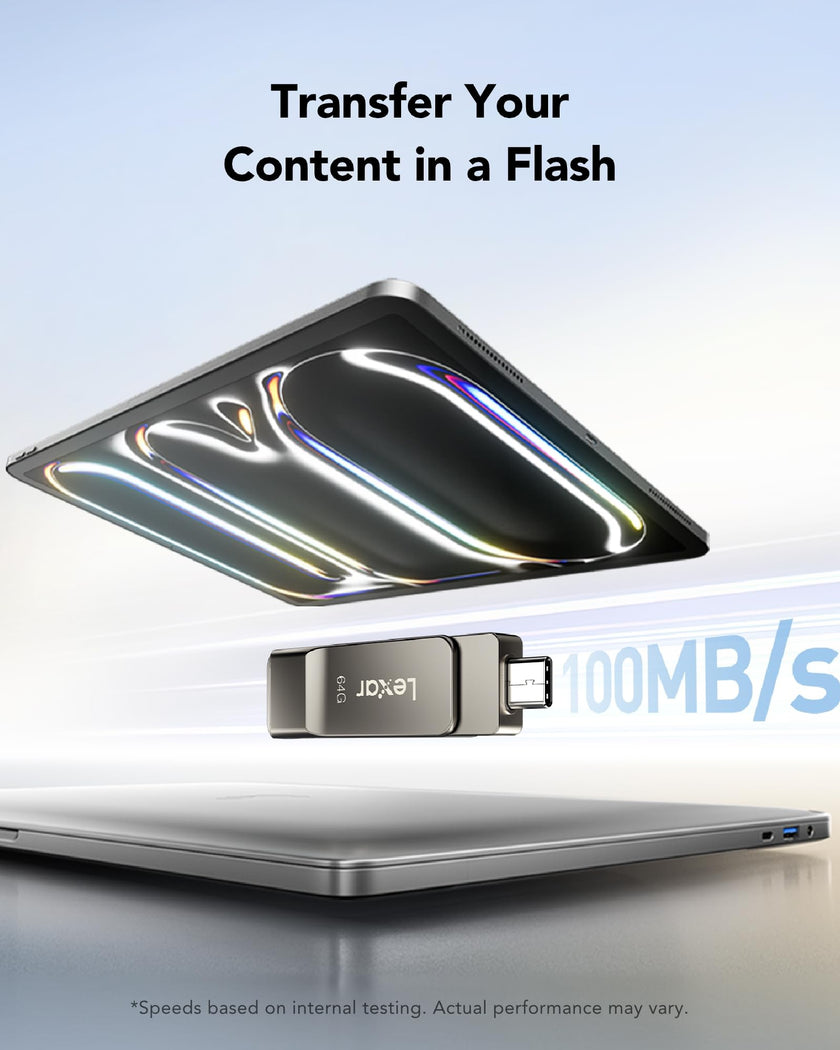 Lexar D40E 64GB Dual USB 3.2 Gen 1 Type-C Jump Drive, USB-C Flash Metal Housing Swivel Design Thumb Drive (Titanium Grey) 🍁 All In One Marketplace Canada