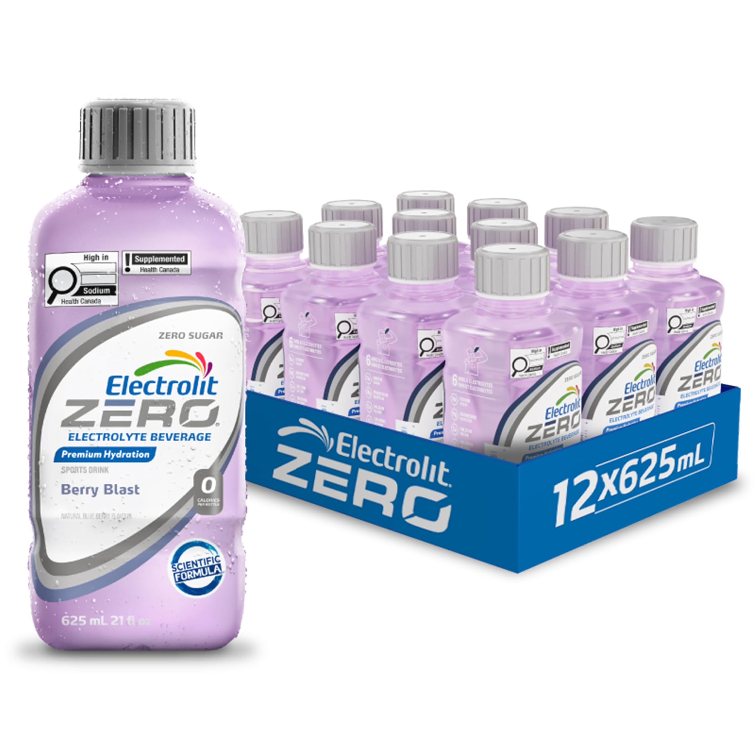 Electrolit Zero Hydration Beverage & Recovery Drink w/Electrolytes, 625ml - Pack of 12- BERRY BLAST 🍁 All In One Marketplace Canada