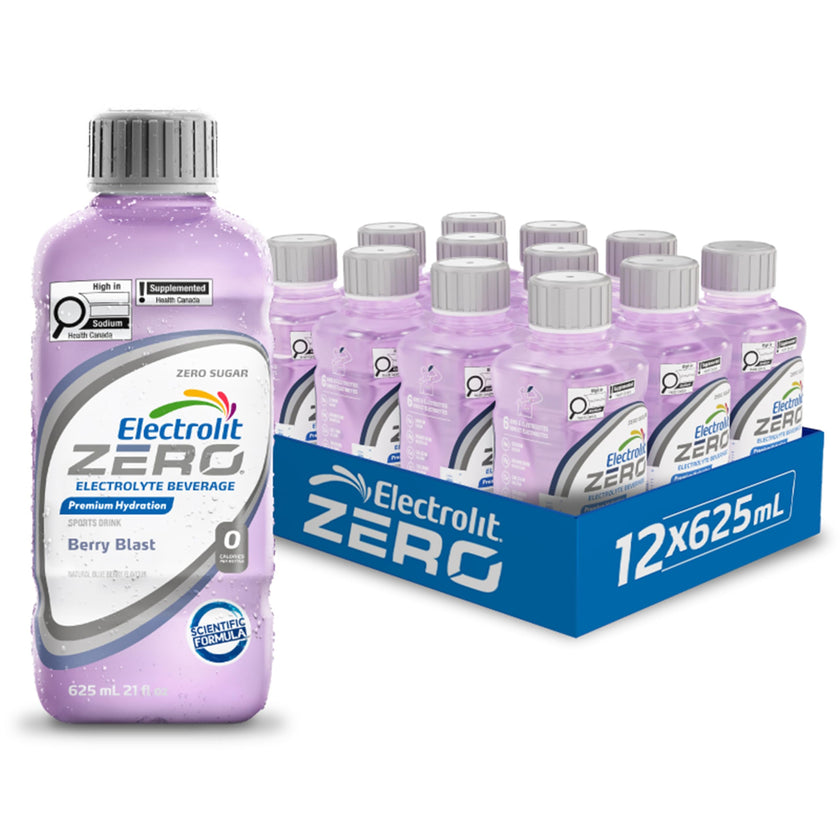 Electrolit Zero Hydration Beverage & Recovery Drink w/Electrolytes, 625ml - Pack of 12- BERRY BLAST 🍁 All In One Marketplace Canada