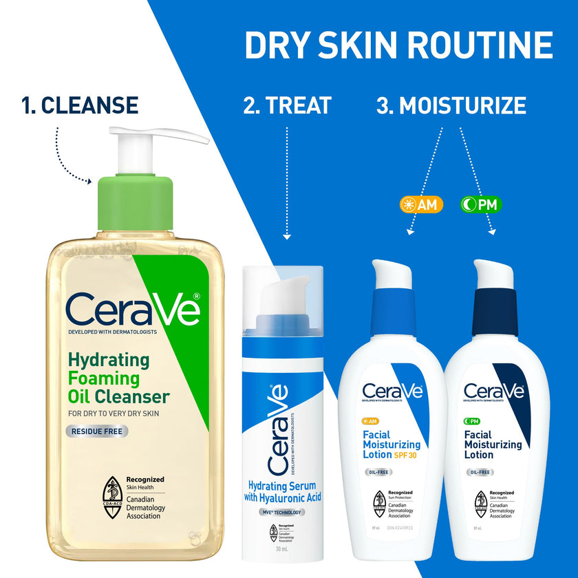 CeraVe Oil Cleanser for Face, Hydrating Foaming Face Cleanser with Squalene Oil, Hyaluronic Acid and Ceramides, for Dry to Very Dry Skin, Non-Greasy, Non-Comedogenic, Fragrance-Free, 562 mL 🍁 All In One Marketplace Canada