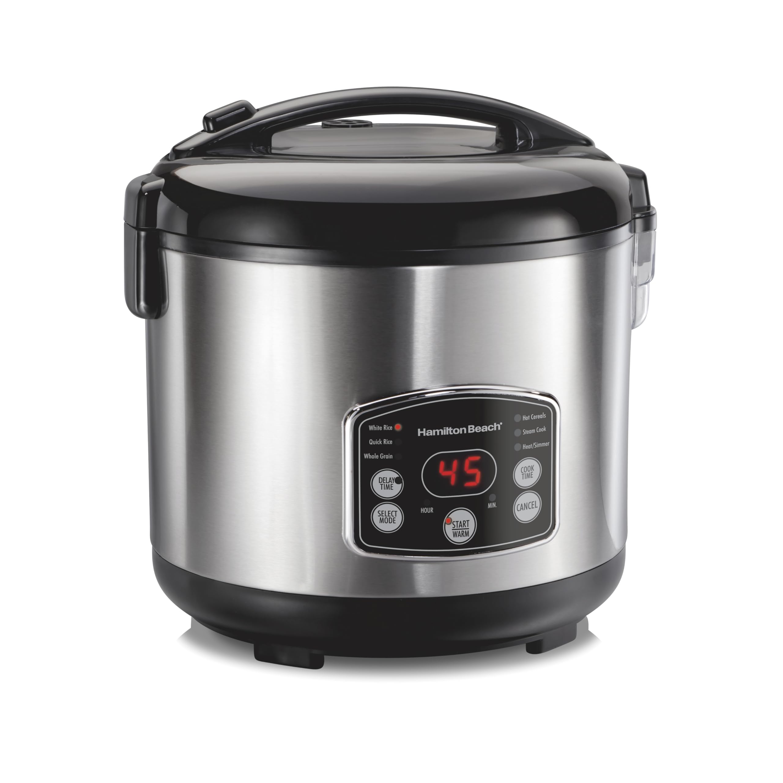 Hamilton Beach Digital Programmable Rice Cooker & Food Steamer, 14 Cups Cooked (7 Cups Uncooked), Stainless Steel, Steam & Rinse Basket, Delay Start, Model 37548MN 🍁 All In One Marketplace Canada