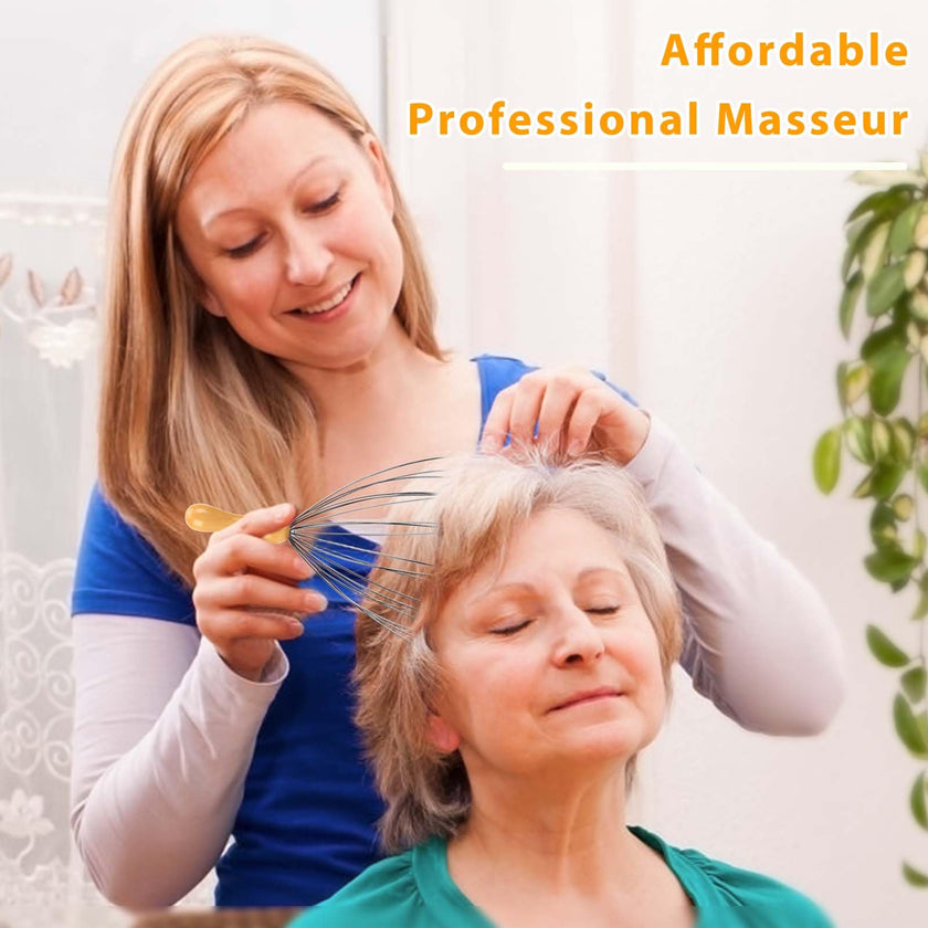 FREATECH 24 Fingers Head Massager Scalp Scratcher with Ergonomic Wooden Handle for Deep Relaxation and Stress Relief, Easy to Hold and Control, Perfect Body Relaxing Massage Tool 🍁 All In One Marketplace Canada
