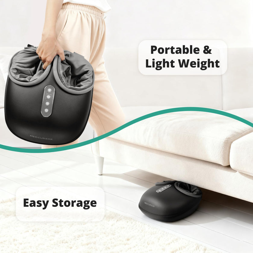 Medcursor Electric Shiatsu Foot Massager Machine with Soothing Heat, Deep Kneading for Foot Pain and Circulation, Multi-Level Settings & Air Compression, for Home or Office Use 🍁 All In One Marketplace Canada