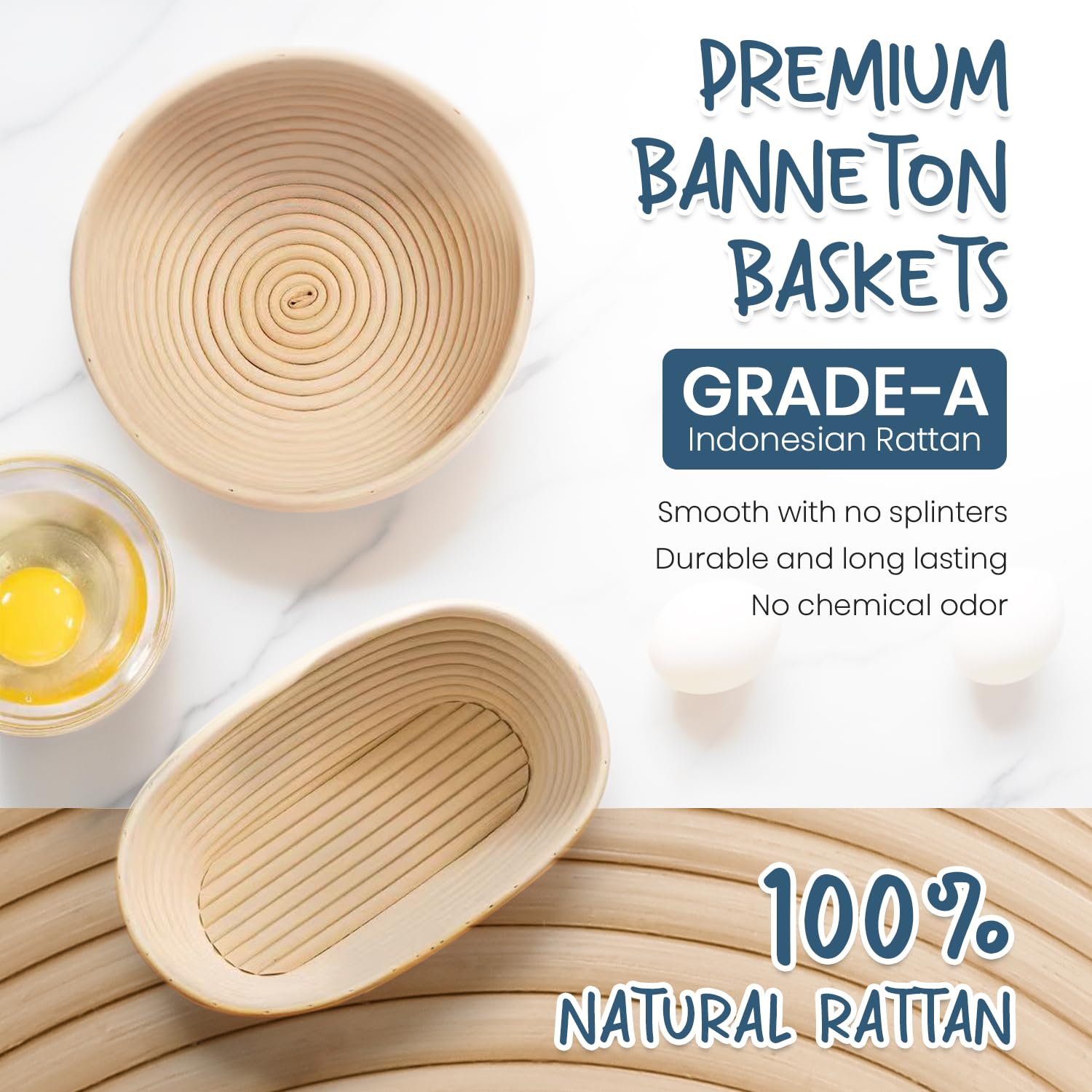 Glimsax Banneton Proofing Basket Set of 2, 9