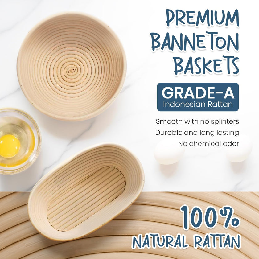 Glimsax Banneton Proofing Basket Set of 2, 9