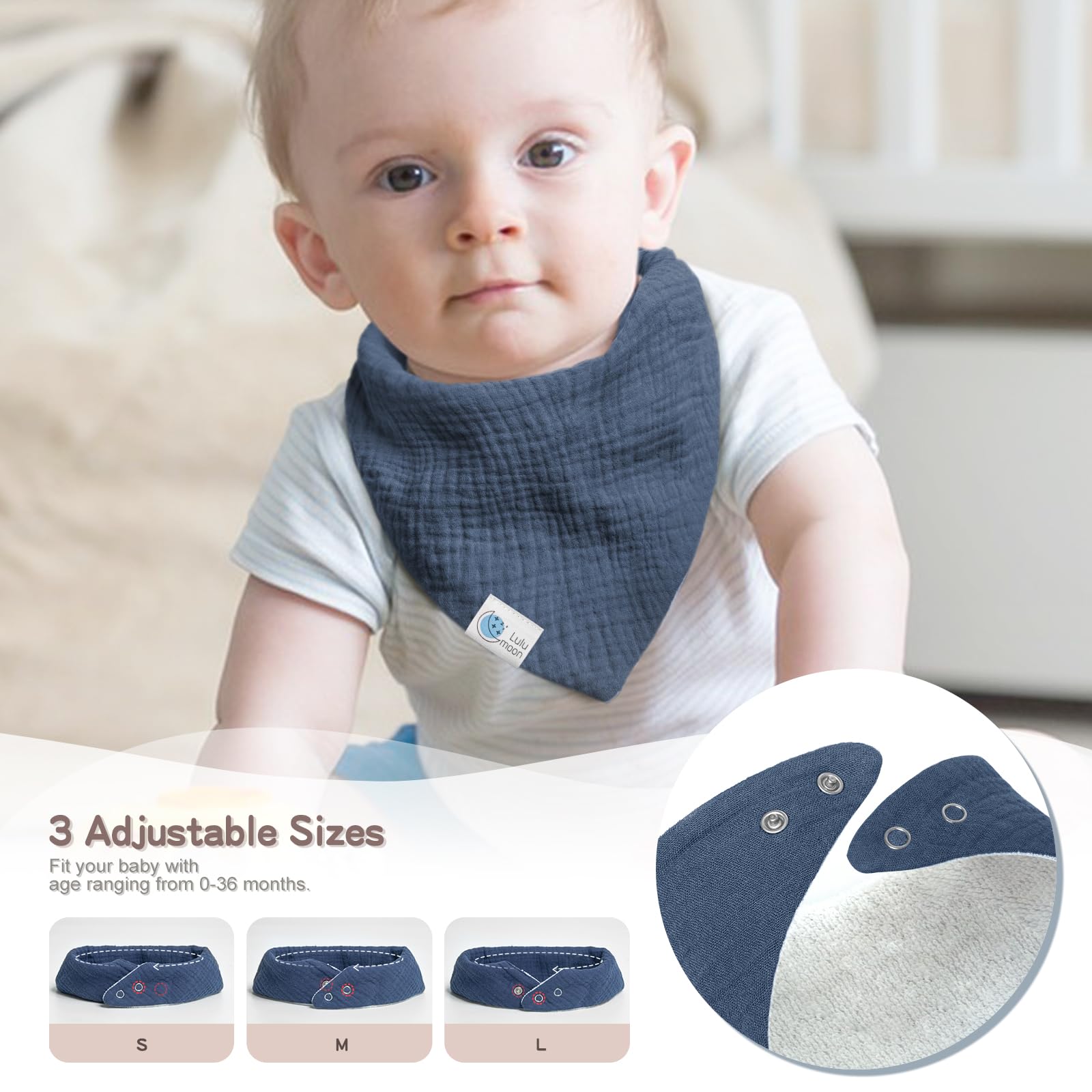 Lulumoon Muslin Baby Bibs 100% Cotton Baby Bandana Drool Bibs for Teething and Drooling, 8 Pack, Seashore 🍁 All In One Marketplace Canada