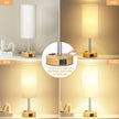 Fenmzee Bedside Table Lamp for Bedroom - 3 Way Dimmable Touch Lamp USB C Charging Ports and AC Outlet, Small Lamp Wood Base Round Flaxen Fabric Shade for Living Room, Desk, LED Bulb Included 🍁 All In One Marketplace Canada