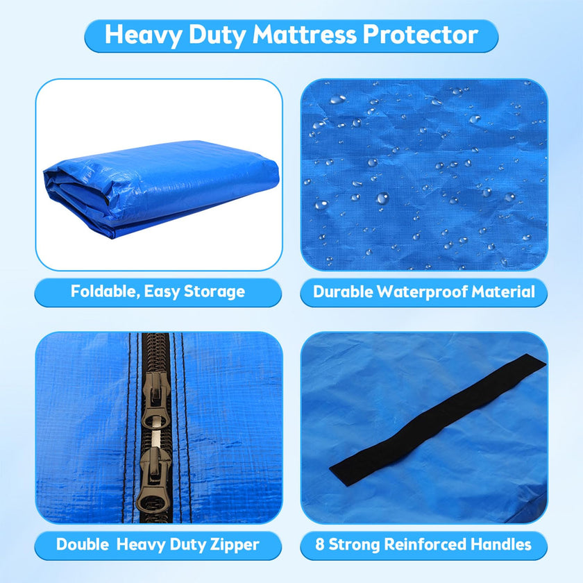 Mattress Bag for Moving,Extra Thick Mattress Cover Queen Mattress Storage Bag with 8 Strong Handles & Zipper,Heavy Duty Mattress Bags,Waterproof Mattress Protector - Moving Supplies(208.3*160*38CM) 🍁 All In One Marketplace Canada