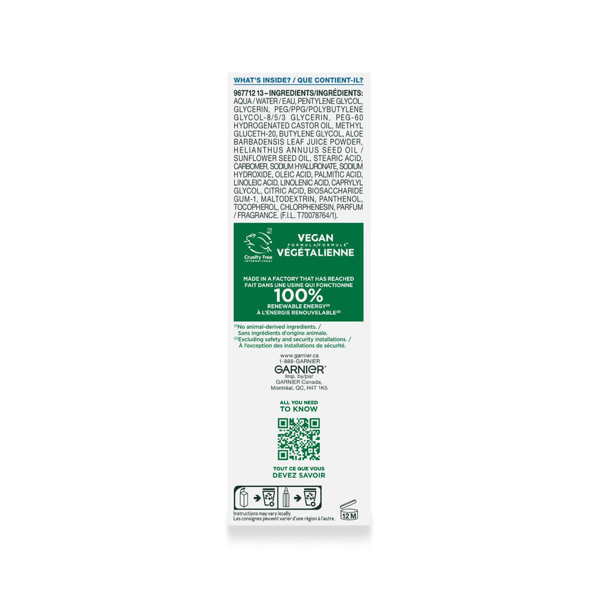 Garnier Hyaluronic Acid Face Serum, With Aloe Vera, Pro-Ceramides, Glycerin, Panthenol, Glass Skin, Reinforce Skin's Moisture Barrier, Hydrating, Replumpling, Normal To Combination, Vegan, 30ml 🍁 All In One Marketplace Canada