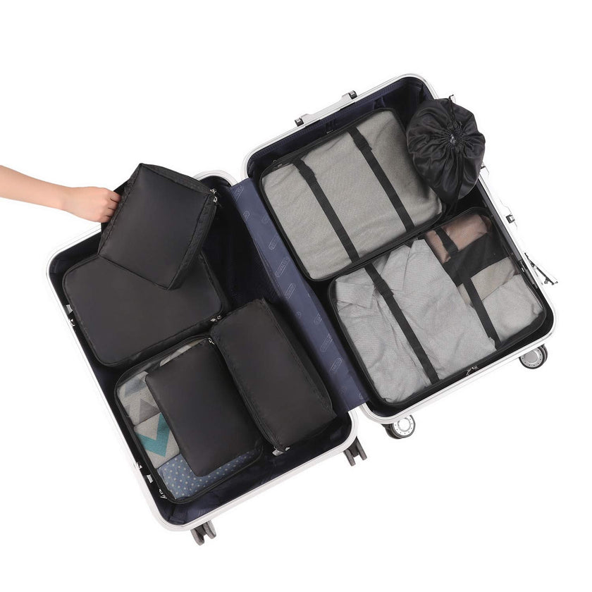 BAGAIL 8 Set Packing Cubes, Lightweight Travel Luggage Organizers with Shoe Bag, Toiletry Bag & Laundry Bag (Jet Black) 🍁 All In One Marketplace Canada
