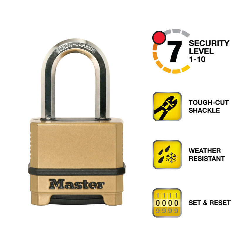 Master Lock Gold Outdoor Combination Lock, Heavy Duty Weather Resistant Padlock, Resettable Combination Lock for Outdoor Use 1.2 x 2 x 3.87 inches, 2 Pack, M175LFEC2 🍁 All In One Marketplace Canada