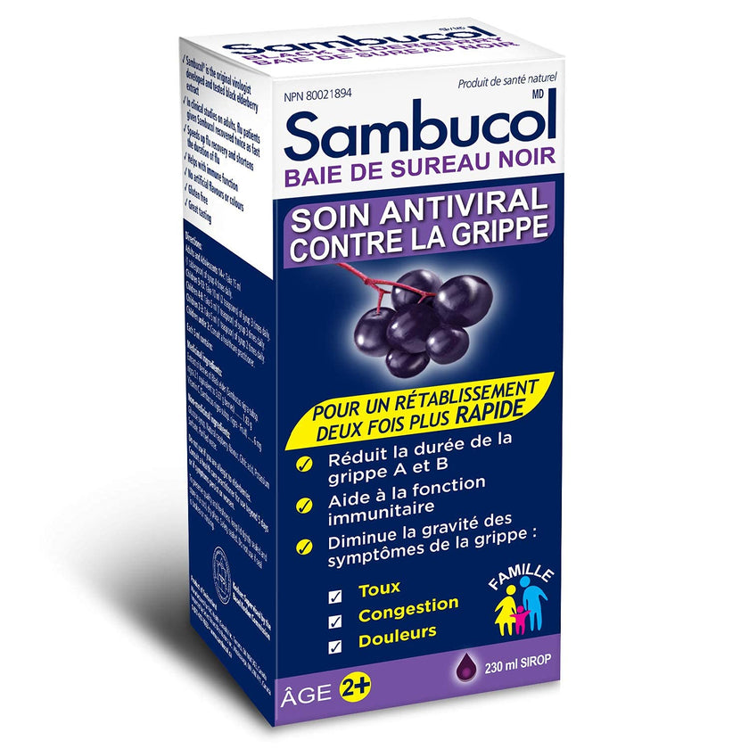 Sambucol Black Elderberry Anti-Viral Flu Care | Quickly Relieves Cold & Flu Symptoms | Immune Support & Antioxidant | Ideal for Families | Syrup, 230 mL, blue 🍁 All In One Marketplace Canada