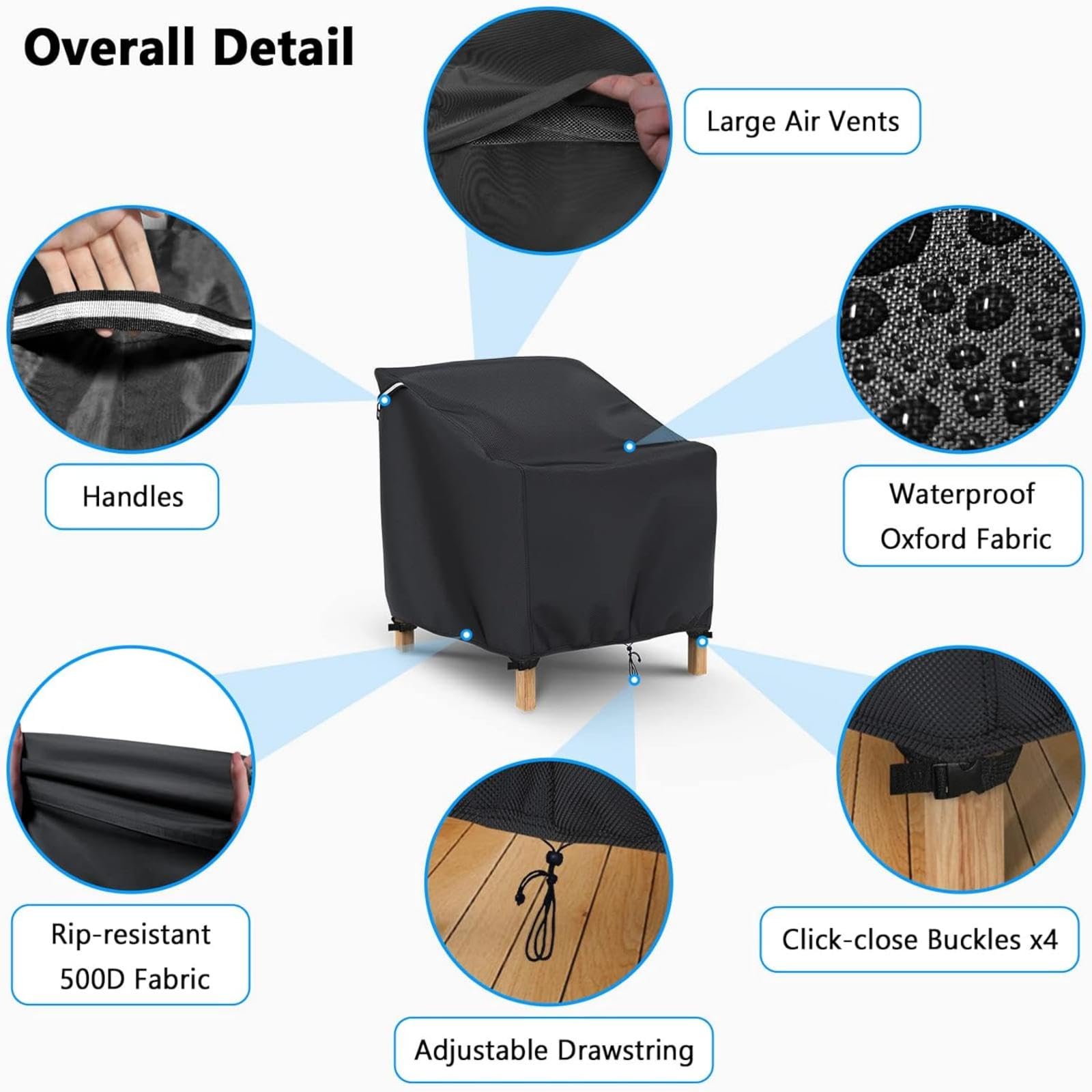 Gasadar Patio Chair Cover-2 Pack, Heavy Duty Waterproof UV Resistant Anti-Fading Chair Covers for Lawn Outdoor Furniture Chairs,33