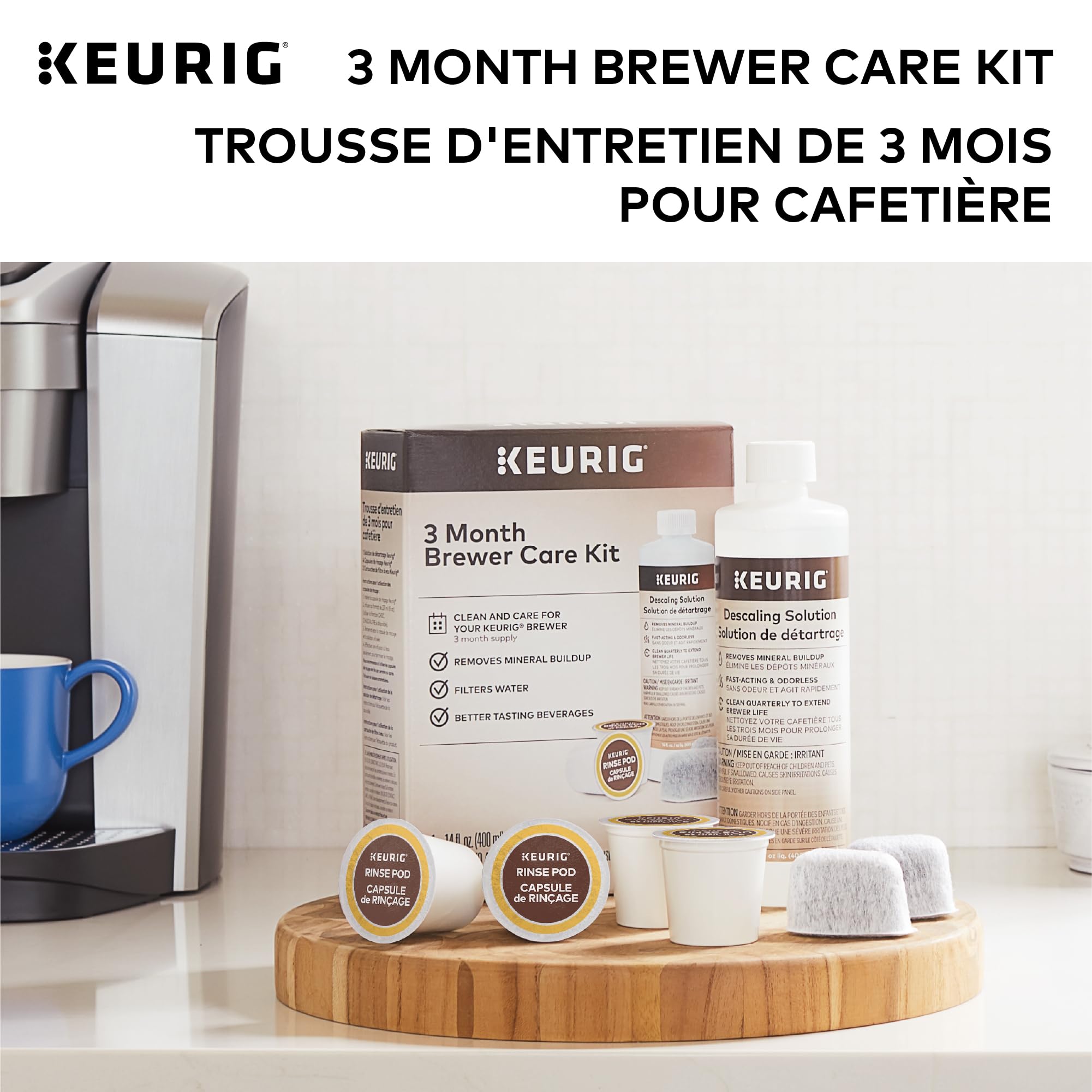 Keurig 3-Month Brewer Maintenance Kit, Includes Descaling Solution, Water Filter Cartridges & Rinse Pods, 7 Count 🍁 All In One Marketplace Canada
