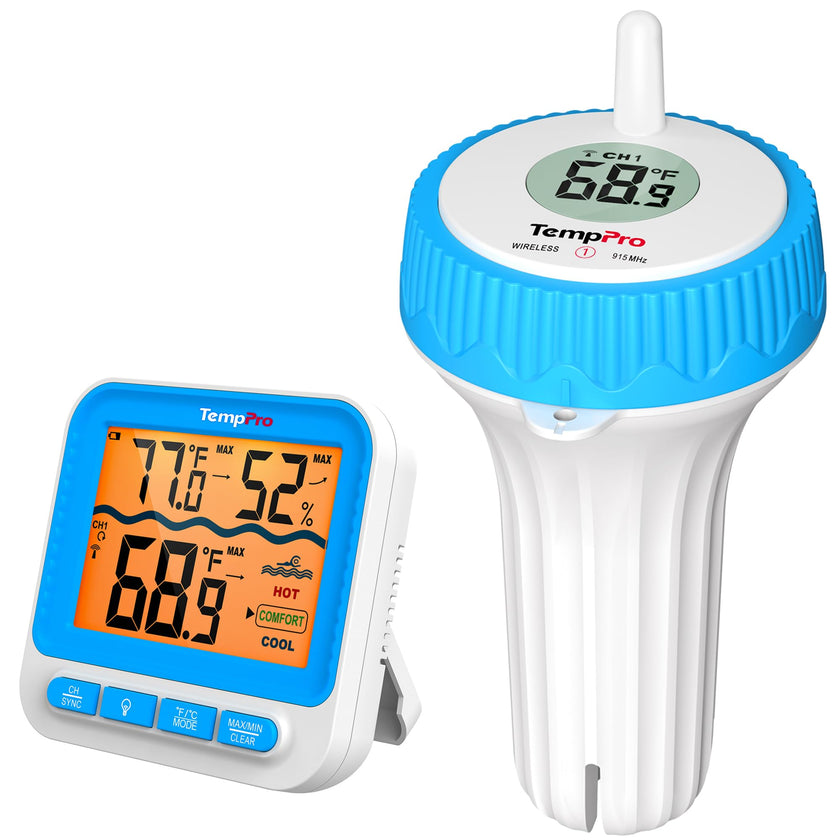 TempPro Waterproof Wireless Pool Thermometer Easy Read, Digital Pool Thermometer Floating for Swimming Pool, Hot Tub, Cold Plunge, Pond, Upgraded IPX8 Water Temperature Monitor (Previously ThermoPro) 🍁 All In One Marketplace Canada
