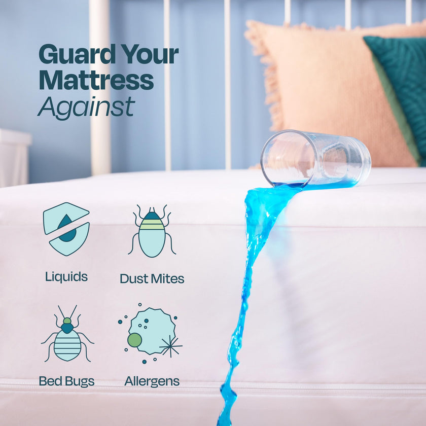 LINENSPA Zippered Encasement Waterproof, Dust Mite Proof, Bed Bug Proof, Hypoallergenic Breathable Mattress Protector - Queen Size White 🍁 All In One Marketplace Canada
