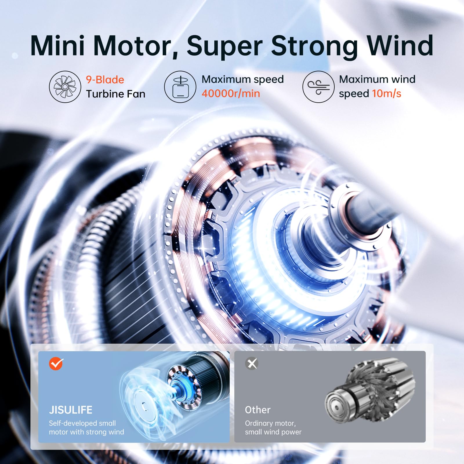 JISULIFE Portable Handheld Fan Life9, Turbo Power High Speed Air [18H Max Cooling Time], 5 Gear Wind, 5000mAh Rechargeable, Mini Pocket Design, Personal Fan for Travel Concerts Camping Makeup - Black 🍁 All In One Marketplace Canada