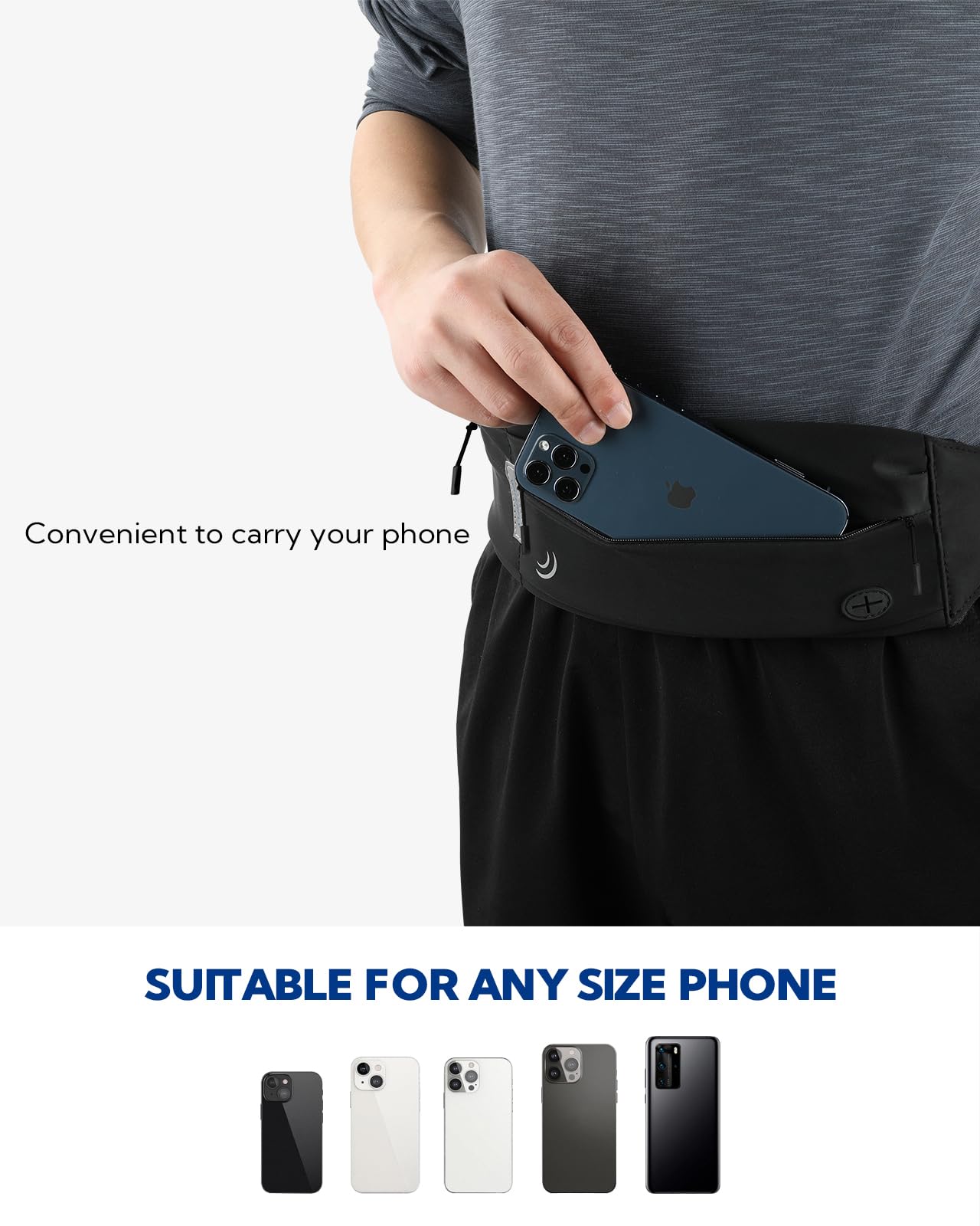 WATERFLY Running Belt Fanny Pack: Runner Marathon Jogging Waist Pack Sport Fitness Cell Phone Holder Pouch for Men Women Jogger Slim Stretchy Running Belt 🍁 All In One Marketplace Canada