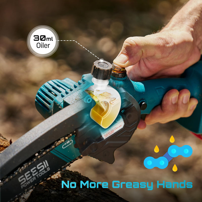 SEESII Mini Chainsaw 6 Inch: Electric Chainsaw with 2PCS 4000mAh Batteries & Oiler - 900W Motor for Quick Work - Saw for Branch Cutting - Gifts for Father Day Men Women Dad Mom Gardener (M6 Pro) 🍁 All In One Marketplace Canada