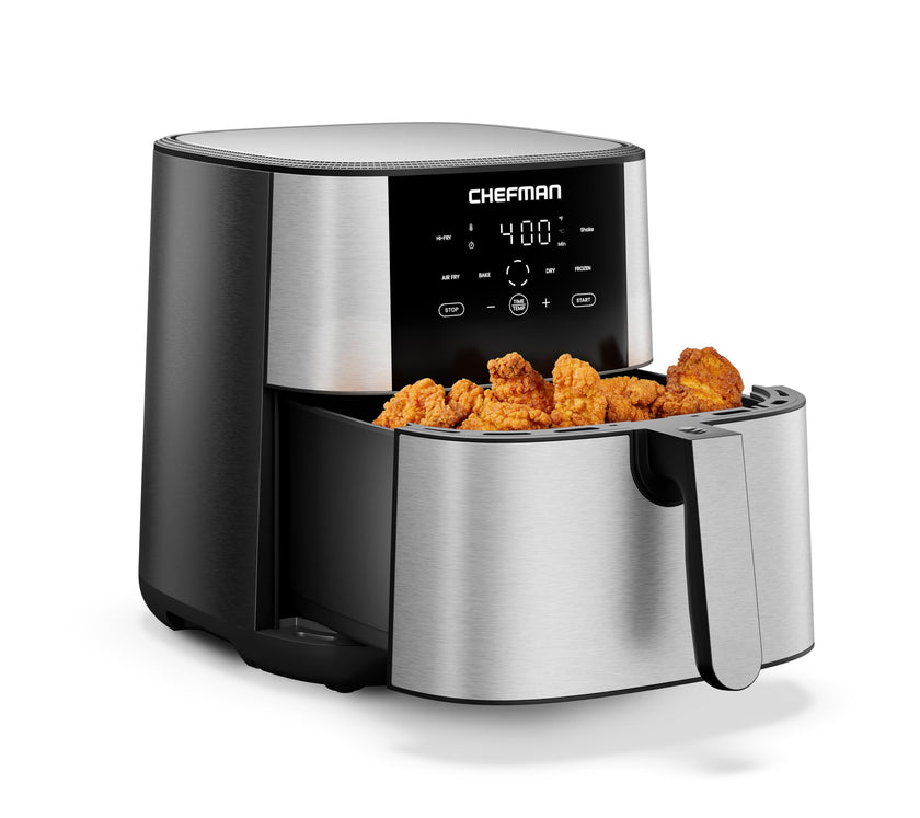 Chefman TurboFry® Touch Air Fryer, XL 8-Qt (7.5L) Family Size, One-Touch Digital Control Presets, French Fries, Chicken, Meat, Fish, Nonstick Dishwasher-Safe Parts, Automatic Shutoff, Stainless Steel 🍁 All In One Marketplace Canada