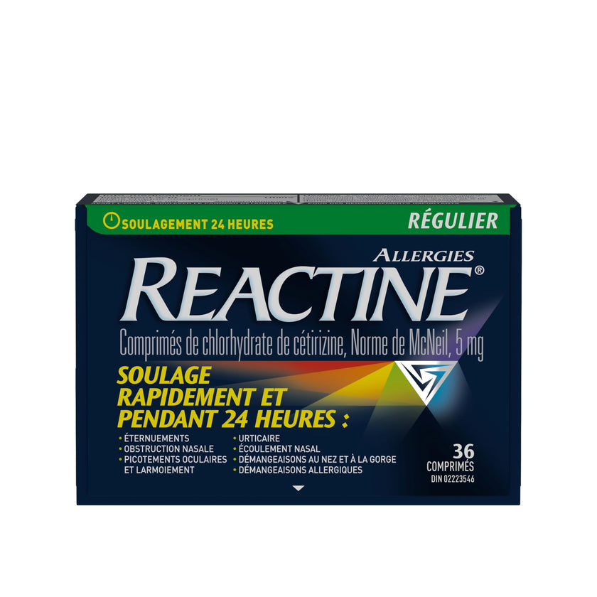 Reactine Regular Strength Antihistamine Tablets - 5mg Cetirizine Hydrochloride - 24 Hour Allergy Relief Medicine - 36 Count MADE IN CANADA 🍁 All In One Marketplace Canada