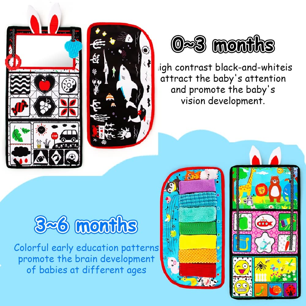 Inbeby Tummy Time Mirror Toy & Play Activity Cinrkle Mat, Black and White High Contrast Baby Newbron Toys 0 3 6 Months Brain Development, Snesory Texture Piano Infant Toys 0 3 6 Months with Squeaker 🍁 All In One Marketplace Canada