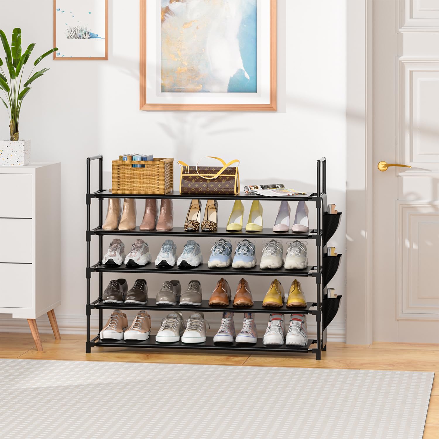 Shoe Rack 5 Tier Shoe Organizer Shoe Storage 20-25 Pairs for Closet Entryway Shoes Holder Space Saving Tall Shoes Shelf for Bedroom Garage Door 🍁 All In One Marketplace Canada